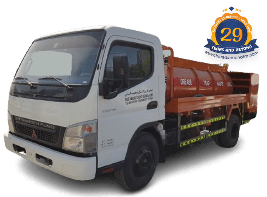 Blue diamond grease trap cleaning truck