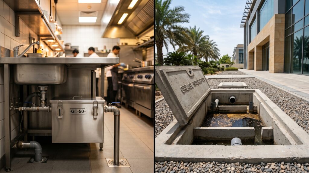 Grease Trap vs. Grease Interceptor: What's the Difference and Which Does Your Kitchen Need? 2 Grease Trap vs. Grease Interceptor: What's the Difference and Which Does Your Kitchen Need?
